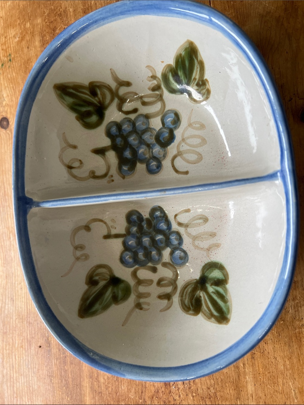 Vintage John B. Taylor Ceramics Louisville oval bowl "Harvest Blue Grape"